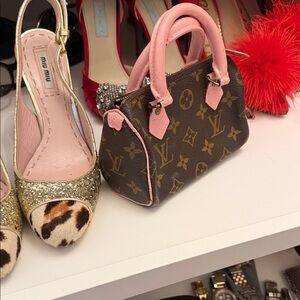 Louis Vuitton Monogram nano speedy Mini Bag authentic re-painted handles